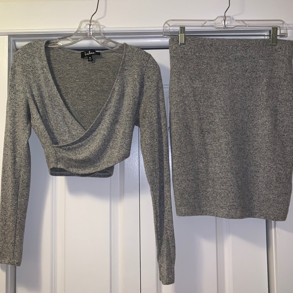 Lulus Long Sleeve Crop Top & Skirt Two-Piece Set